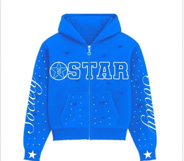 5star regular Male hoodie- blue