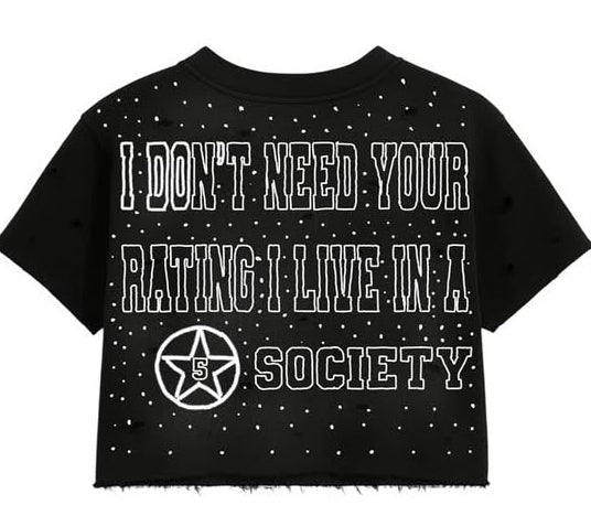 5star Male Cropped Tee - Black