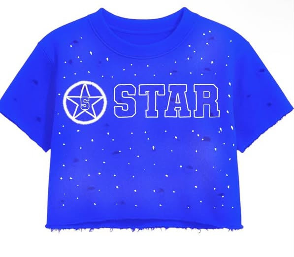 5star Male Cropped Tee- Blue
