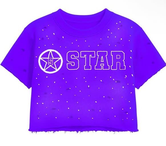 5star Female Cropped Tee- Purple