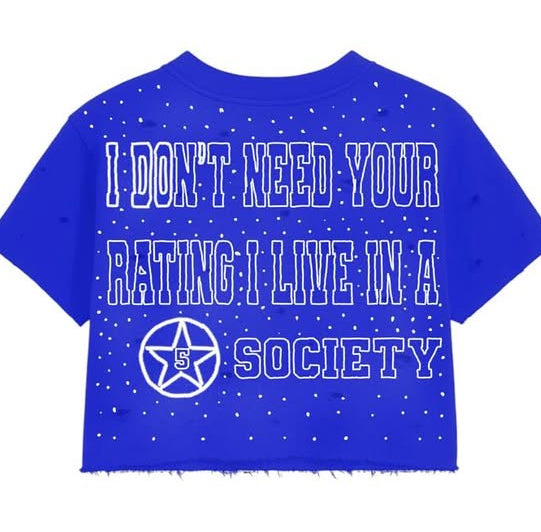 5star Male Cropped Tee- Blue