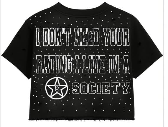 5star Female Cropped Tee- black
