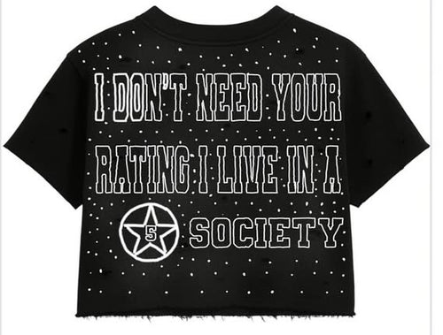 5star Female Cropped Tee- black